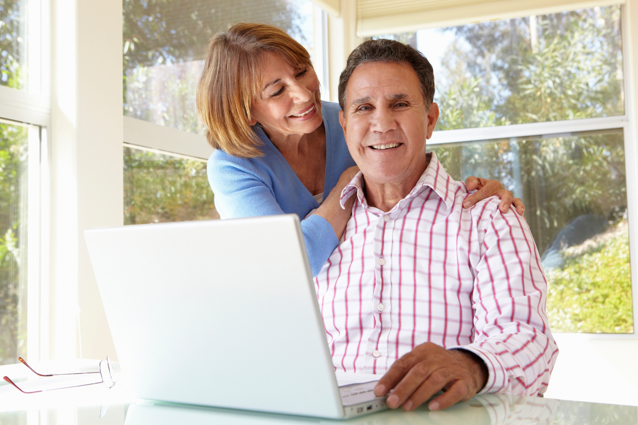 Latino Couple with Laptop Computer